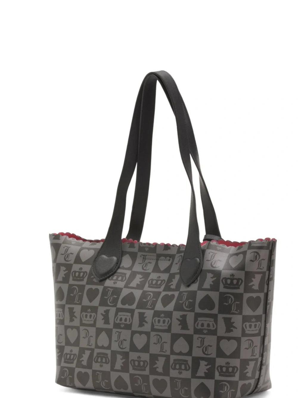 Juicy Couture Black Scalloped Tote with Pink Heart Pouch and Bag Charm NWT - Picture 4 of 4